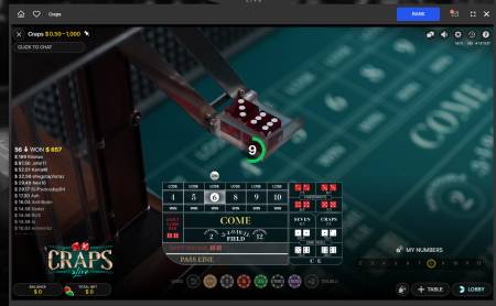 Rolling dice in live craps looks real