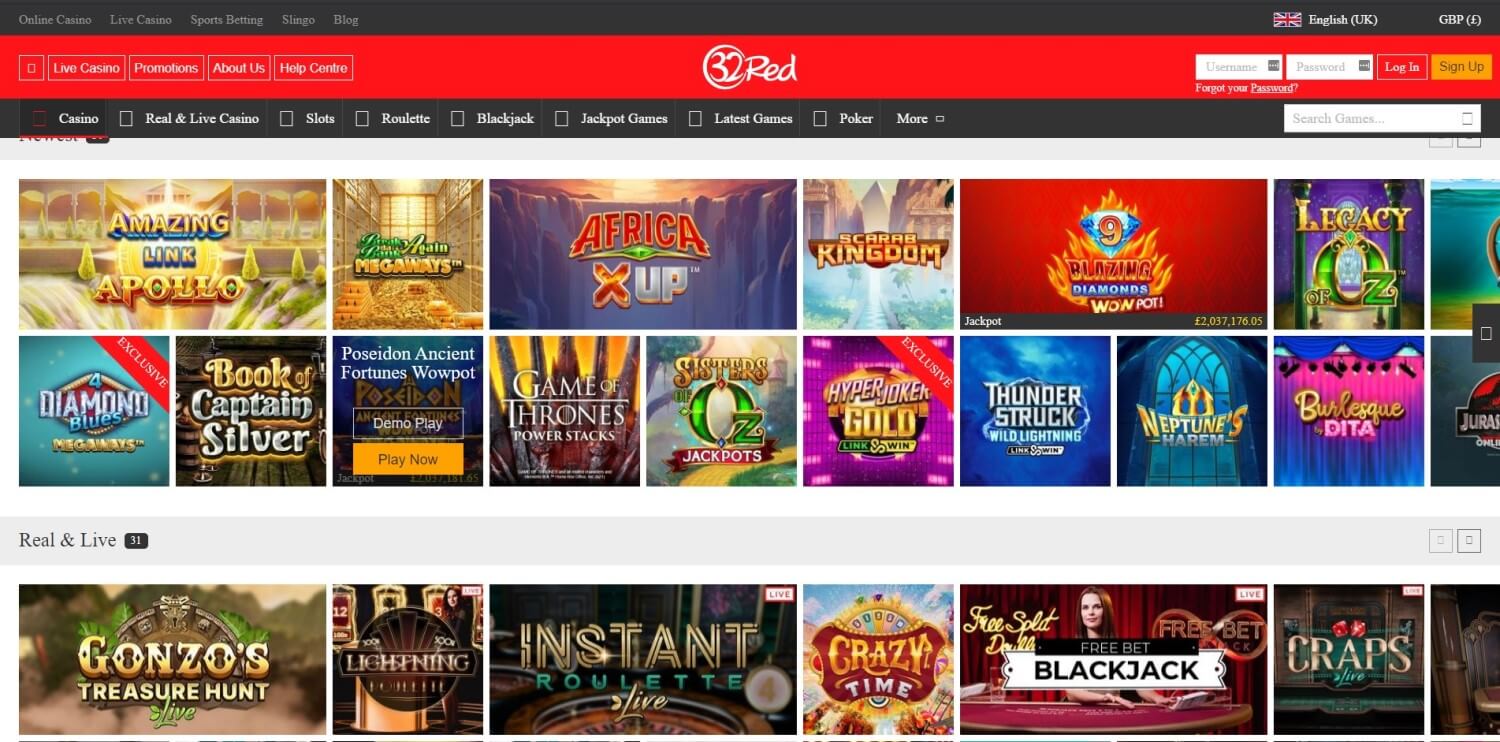 32red online casino games