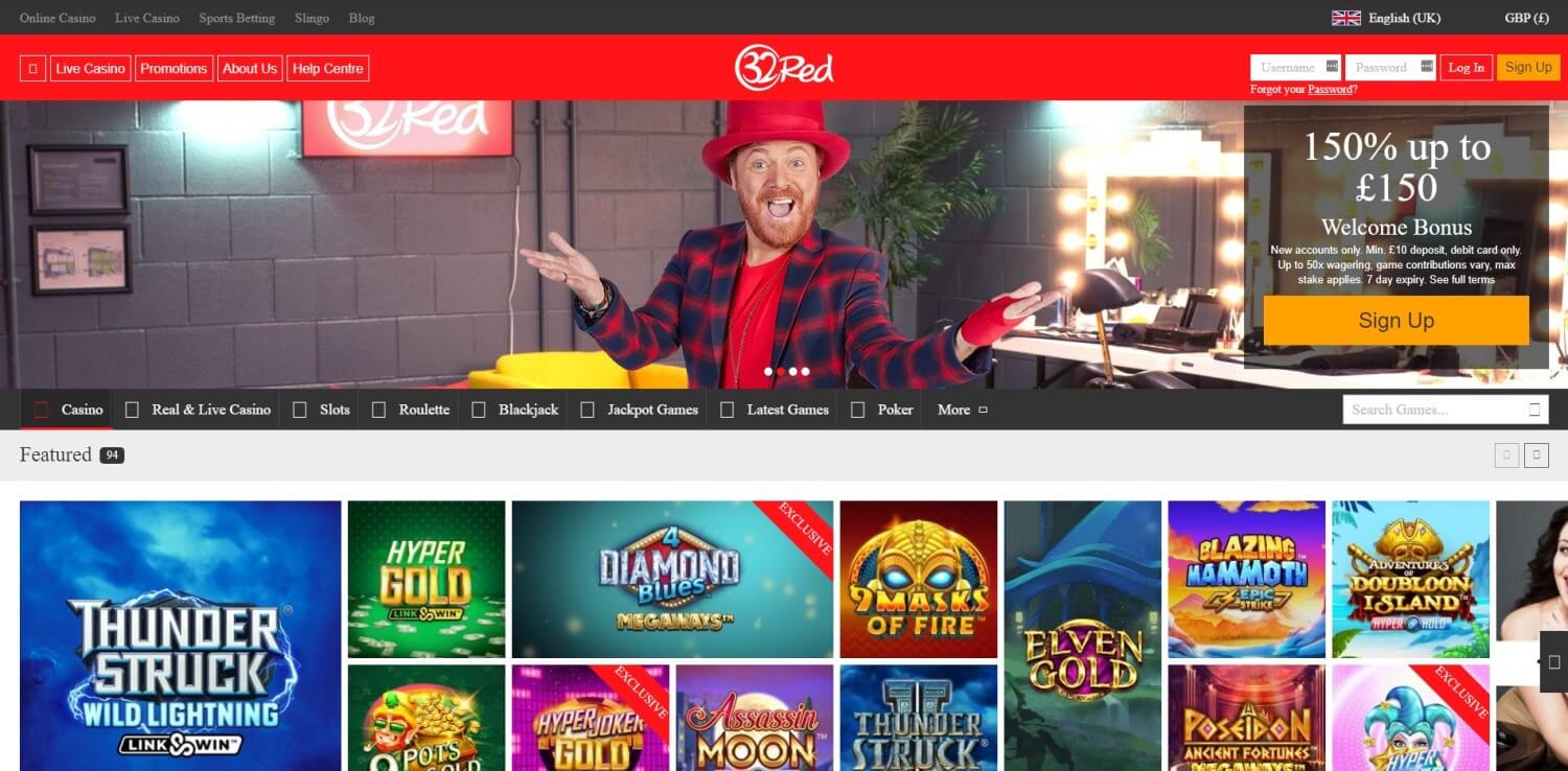 32red casino homepage view