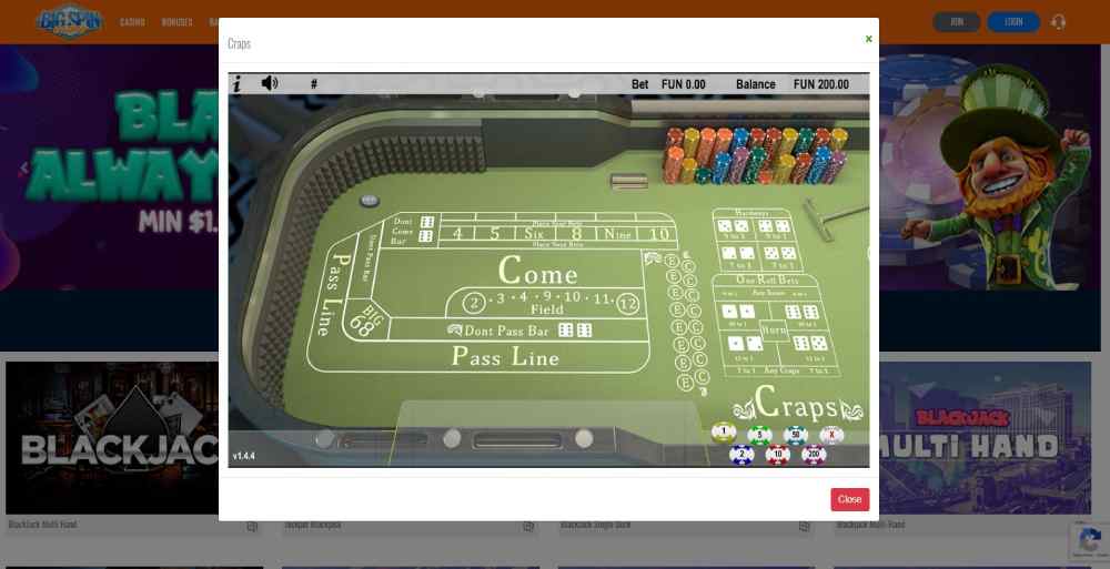 Big Spin Casino Live Craps Game