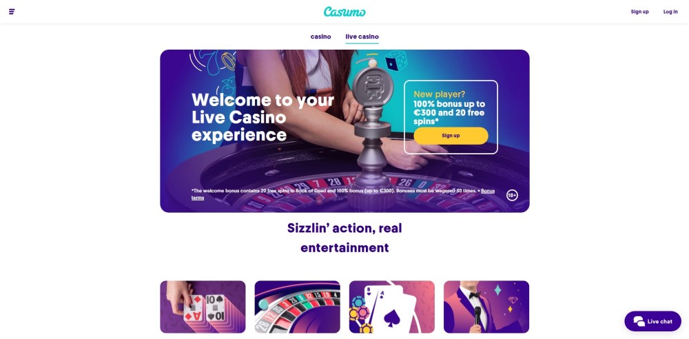 Casumo Casino Live section, play now!