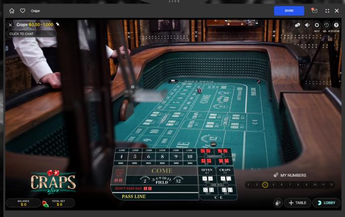 Play live craps online