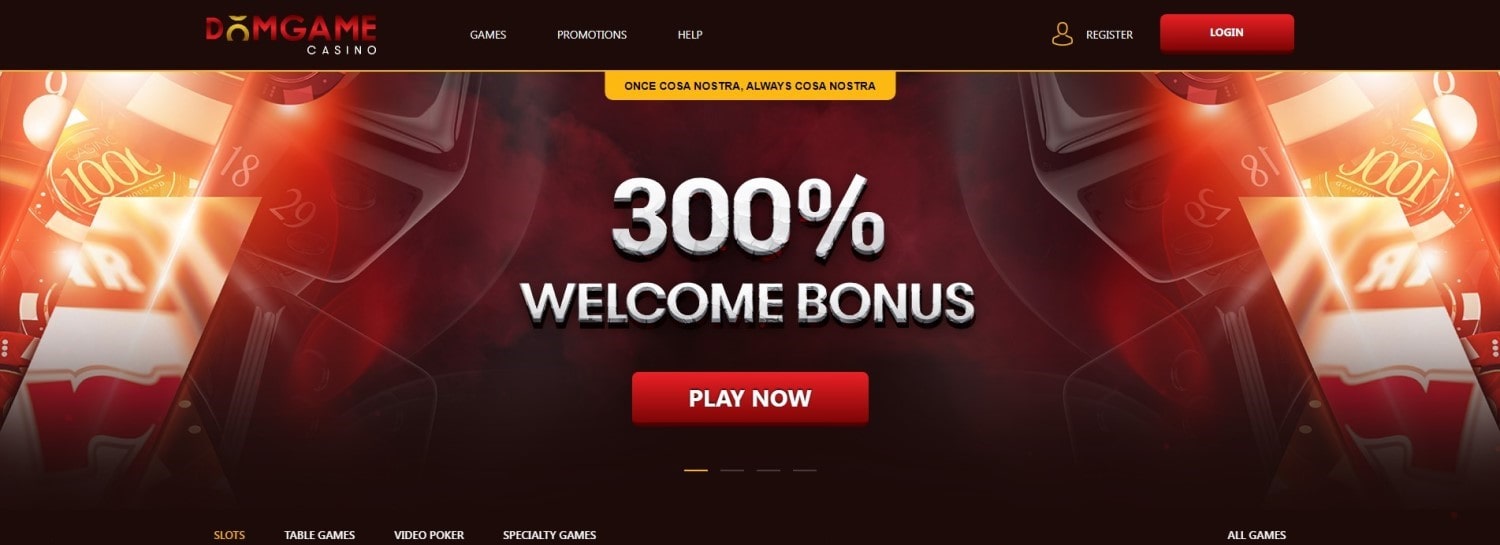 DomGame Casino homepage view