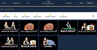 Play live dealer casino games at Exclsuive casino