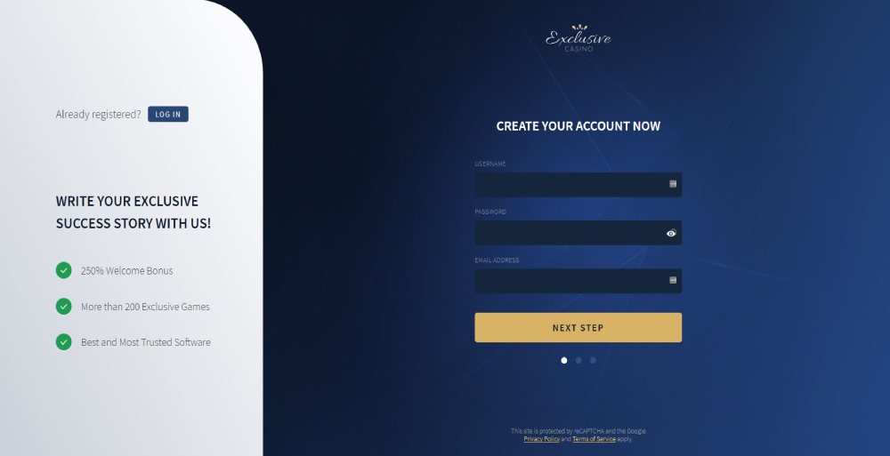 Register now at Exclusive casino and get a bonus
