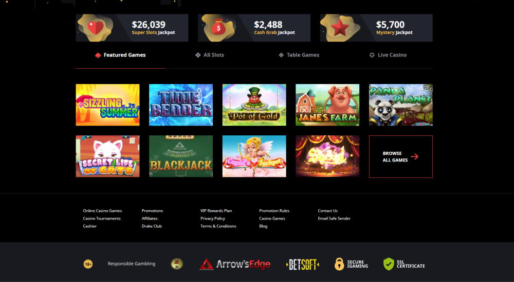 Play online casino games in Drake Casino