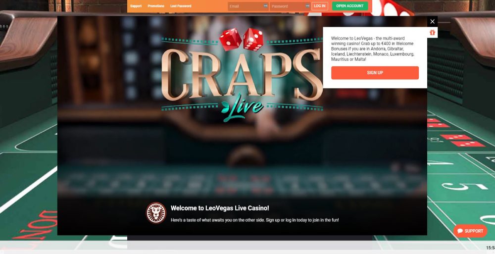 Play 3d craps live at LeoVegas