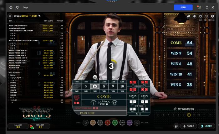 You can play live games with a real dealer