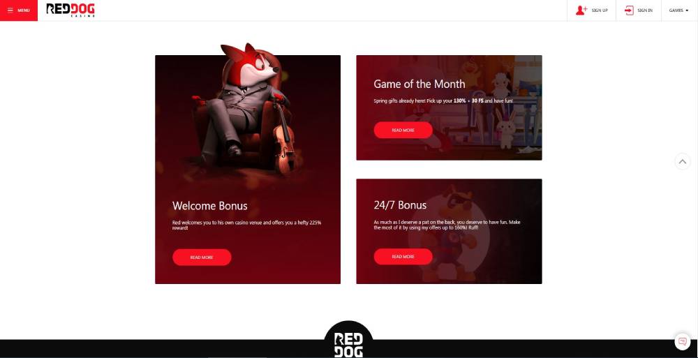 Sign up and get a bonus at Red Dog Casino