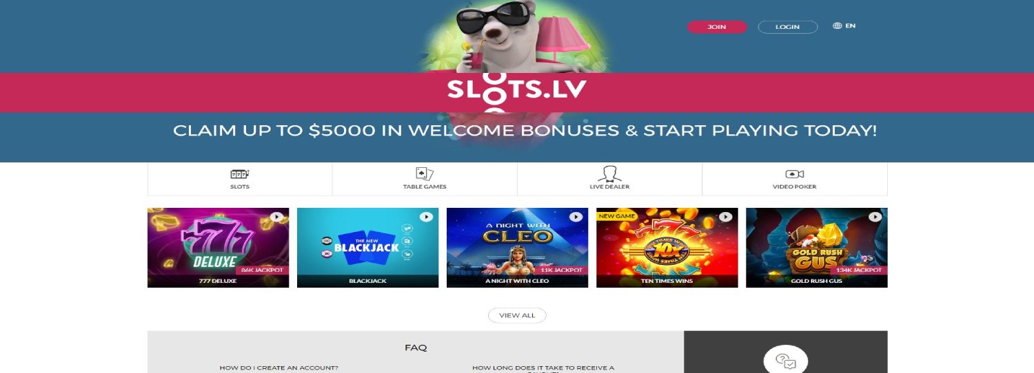 Slots.lv main page