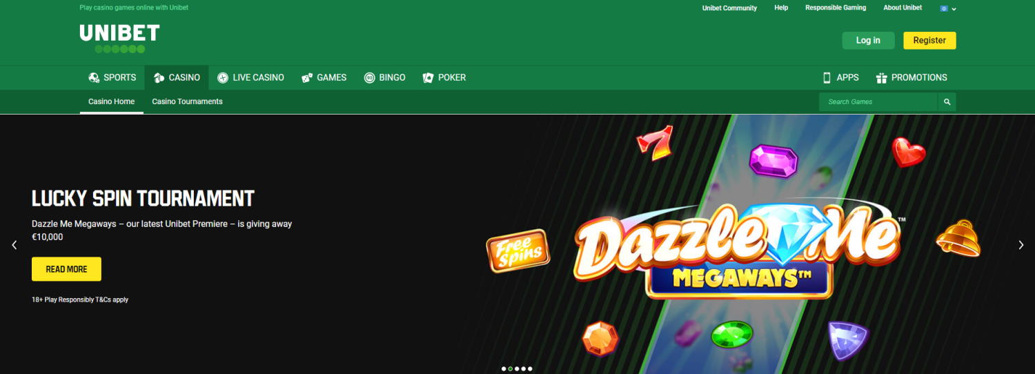 Unibet casino main page